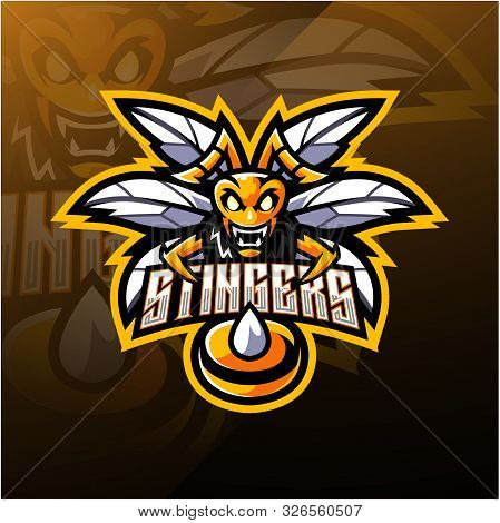 Angry Bee Mascot Logo Design With Text