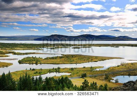 Autumn landscape in Pingvellir National Park, Iceland, Europe