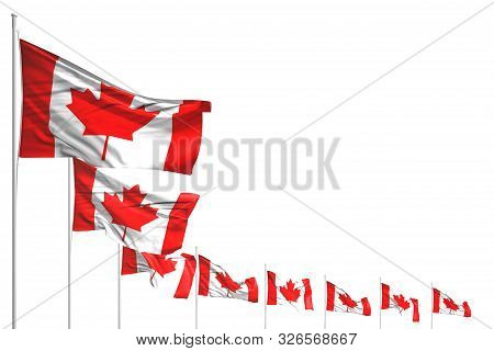 Nice Many Canada Flags Placed Diagonal Isolated On White With Place For Your Text - Any Celebration 