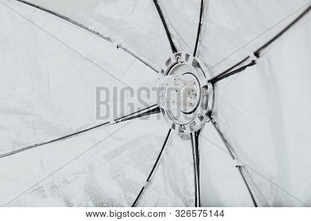 Flash On A White Background In The Photo Studio Equipment