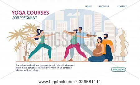 Yoga Courses, Seminar Or School For Pregnant Women Trendy Flat Vector Web Banner, Landing Page Templ