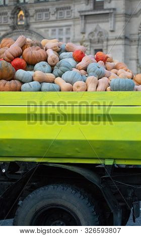 The Truck With The Pumpkins At The Fair