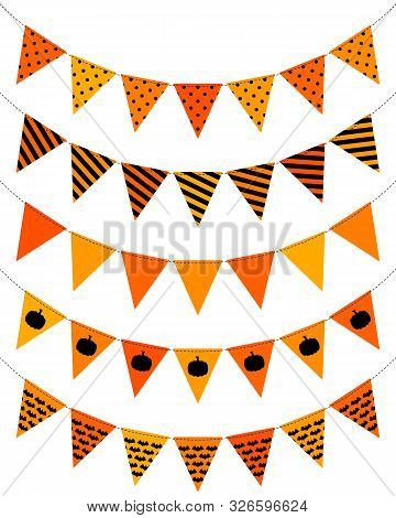 Set Of Five Pennant Chains Halloween Seamless Orange And Black