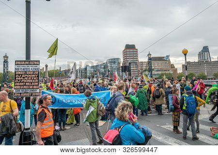 London, Uk - October 7, 2019: Participants Of The Protest Rally Extinction Rebellion