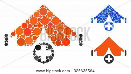 Field Hospital Mosaic For Field Hospital Icon Of Spheric Dots In Different Sizes And Color Tones. Ve