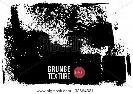 Vector Hand Drawn Big Textured Hand Painted Stain. Monochrome Ink Painted Backdrop. One Color Grungy