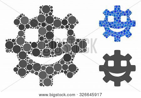 Happy Service Gear Smiley Mosaic For Happy Service Gear Smiley Icon Of Filled Circles In Variable Si