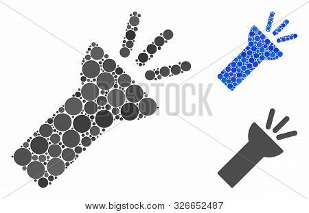 Electric Torch Light Mosaic For Electric Torch Light Icon Of Round Dots In Different Sizes And Color