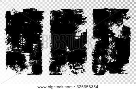Vector Hand Drawn Big Textured Hand Painted Stain Set. Monochrome Ink Painted Backdrops. One Color G