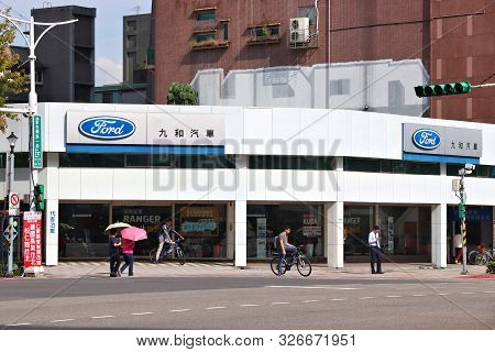 Taipei, Taiwan - December 4, 2018: Ford Car Dealership In Taipei, Taiwan. There Are 6.88 Million Pas