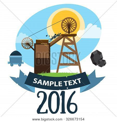Mining Mine Logo With A Banner For An Inscription.