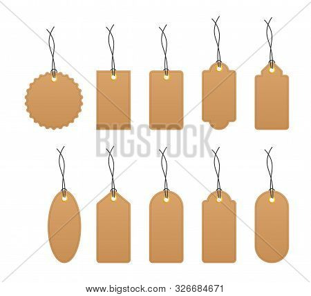 Set Of Various Blank White Paper Tags, Labels, Stickers. Isolated Vector Elements, Flat Design. Vect