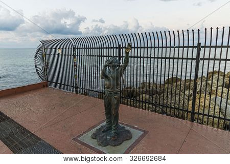 Close Up View Of Statue Of Bishop Albert Kee On Atlantic Ocean Background. Key West, Florida. Usa. 0