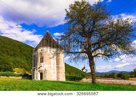Soteska,Devils Tower,park pavilion,17th century,Krka River Valley. Slovenia