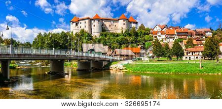 Beautiful romantic medieval castles of Europe - Zuzemberk in Slovenia in Krka river