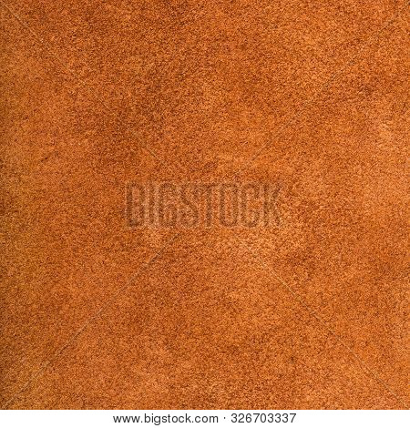 Textured Square Background From Dark Orange Suede Close Up