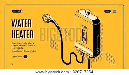 Energy Efficient, Affordable Solutions For Modern Home Bathroom Isometric Web Banner, Landing Page. 