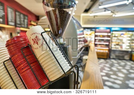 HONG KONG, CHINA - CIRCA JANUARY, 2019: interior shot of Pret a Manger. Pret a Manger is an international sandwich shop chain based in the United Kingdom.