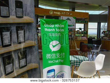 Dalat, Vietnam - Apr 20, 2018. Wechat Pay At The Shop Of Lien Khuong Airport (dli) In Dalat, Vietnam