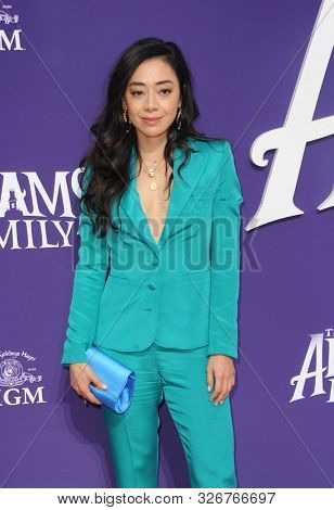 Aimee Garcia at the Los Angeles premiere of 'The Addams Family' held at the Century City AMC in Century City, USA on October 6, 2019.