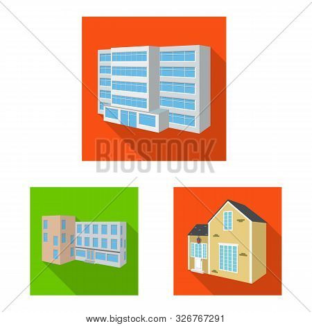 Vector Design Of Facade And Housing Logo. Collection Of Facade And Infrastructure Stock Symbol For W