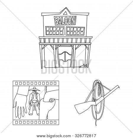 Vector Illustration Of Western And American Logo. Set Of Western And Farm Stock Vector Illustration.