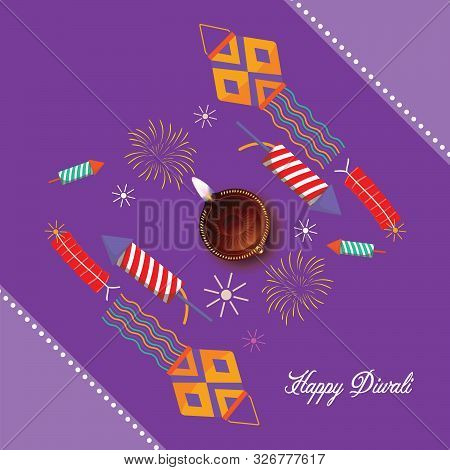 Happy Diwali Indian Hindu Festival Of Lights Holiday Greeting Card Vector