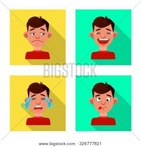 Vector Design Of Face And Boy Logo. Set Of Face And Human Stock Symbol For Web.