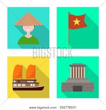 Vector Illustration Of Vietnam And Traditional Sign. Set Of Vietnam And Asia Vector Icon For Stock.