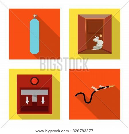 Vector Design Of Firefighters And Fire Logo. Set Of Firefighters And Equipment Vector Icon For Stock