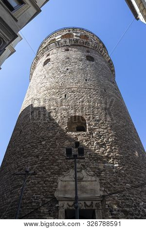 Istanbul, Turkey - July 26, 2019: Galata Tower At The Center Of City Of Istanbul, Turkey