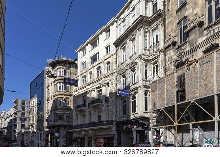 Istanbul, Turkey - July 26, 2019: Walking People At The Pedestrian Street Near Taksim Square At The 