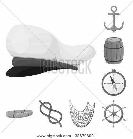 Isolated Object Of Nautical And Voyage Symbol. Set Of Nautical And Seafaring Vector Icon For Stock.