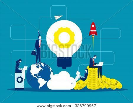 Solution, Business People And Teamwork, Concept Business Vector Illustration, Flat Business Cartoon,
