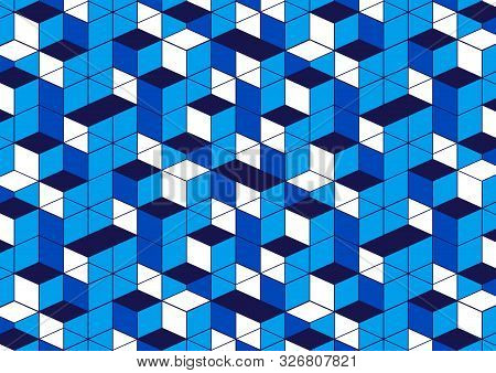 Geometric Pattern Blue White Background With Box Line For Text Message Vector