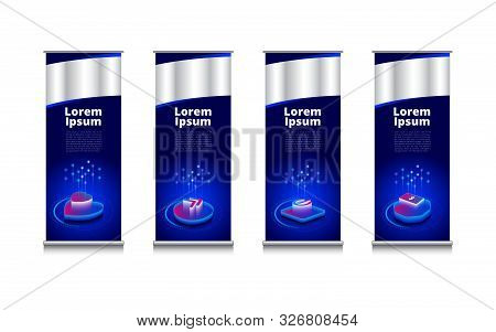 Roll Up Blue Background Heart Next On Off Money Icon Gradient For Picture And Text Vector