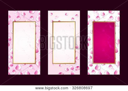 Invitation Card Background Pink Rose Petals Gold White And Marble Border, Artistic Covers Design, Co