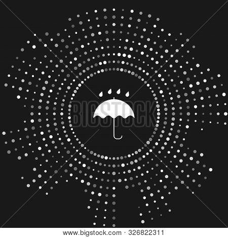 White Umbrella And Rain Drops Icon Isolated On Grey Background. Waterproof Icon. Protection, Safety,