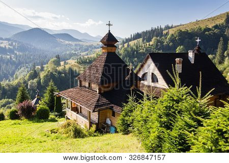 Monastery Of The Transfiguration Of Our Lord Jesus Christ In Carpathian Village Dzembronia, Ukraine