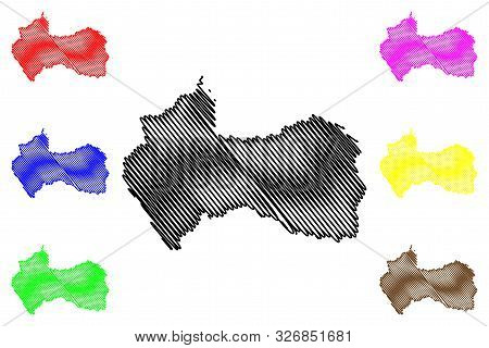 Canindeyu Department (departments Of Paraguay, Republic Of Paraguay) Map Vector Illustration, Scribb