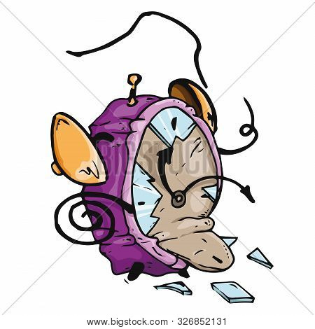 Broken Alarm Clock Icon. Vector Illustration Of A Cracked, Broken Alarm Clock. Broken Alarm Clock Ha
