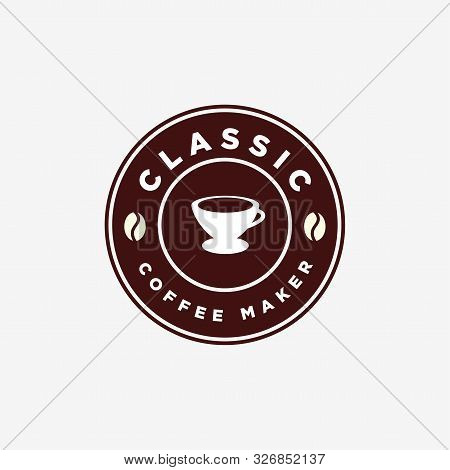 Illustration Of Vintage Coffee Maker V60 Manual Brew Emblem Logo Design Template