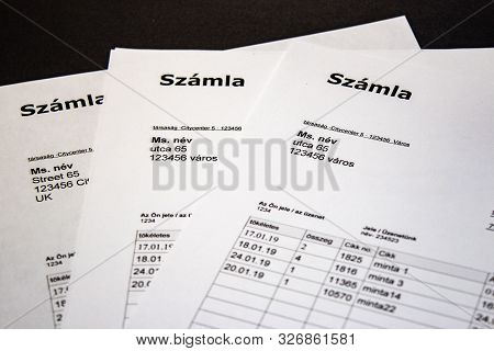 Invoice Templates Design In Minimal Style With Hungarian Text 