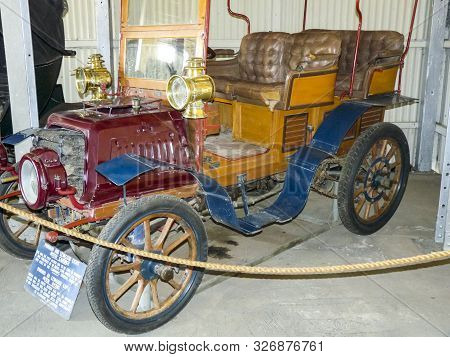 Kimberley, Namibia - Aug 14, 2014: Old Panhard And Levassor Light Vintage Car In The Old Diamond Min