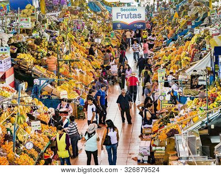 Arequipa, Peru - Oct 28, 2015: People Sell Goods At The Central Market In Arequipa, Peru. Central Ma