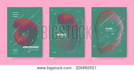 Abstract Fluid Design. Music Party. House Dj Sound. Electronic Dance Event. Red Abstract Fluid Conce