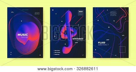 Abstract Fluid Poster. Music Party. Techno Dj Sound. Electronic Dance Event. Dark Abstract Fluid Des
