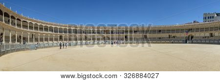 Ronda, Spain - May 17, 2018:  Visitors To The Plaza De Toros Or Bullring. The Bullring At Ronda Is T