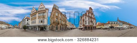 Speyer, Germany - June 18, 2018: View To Beautiful Historic Street Of Speyer With Medieval Landmarks