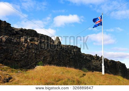 Late summer landscape in Pingvellir National Park, Iceland, Europe